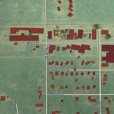 Close-up of the map of Sunfield, Michigan print showing street and building detail