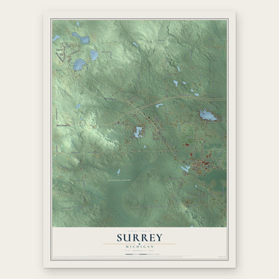Surrey, Michigan map print, the full design