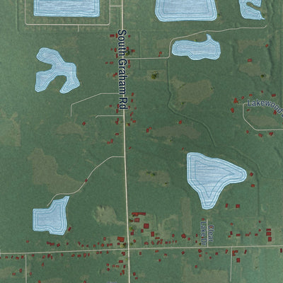 Close-up of the map of Swan Creek, Michigan print showing street and building detail