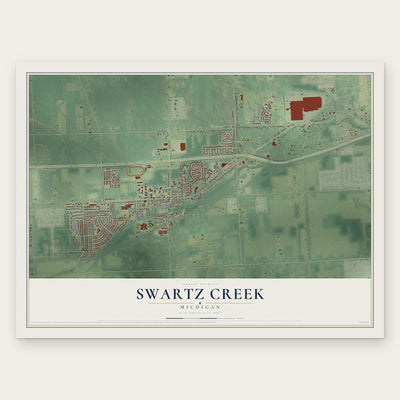 Swartz Creek, Michigan map print, the full design
