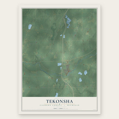 Tekonsha, Calhoun County, Michigan map print, the full design
