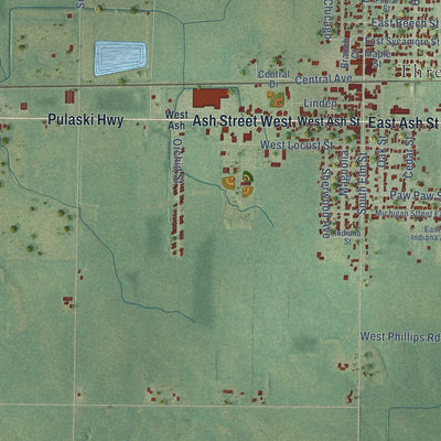 Close-up of the map of Three Oaks, Berrien County, Michigan print showing street and building detail