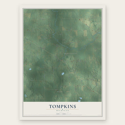 Tompkins, Michigan map print, the full design
