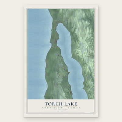 Torch Lake, Antrim County, Michigan map print, the full design