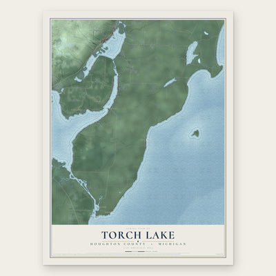 Torch Lake, Houghton County, Michigan map print, the full design