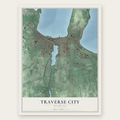 Traverse City, Michigan map print, the full design