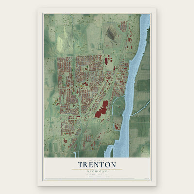 Trenton, Michigan map print, the full design
