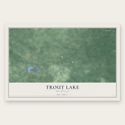 Trout Lake, Michigan map print, the full design