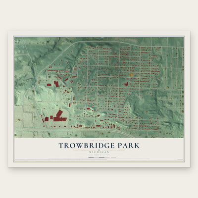 Trowbridge Park, Michigan map print, the full design