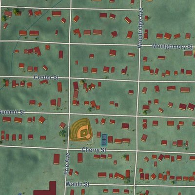 Close-up of the map of Trowbridge Park, Michigan print showing street and building detail