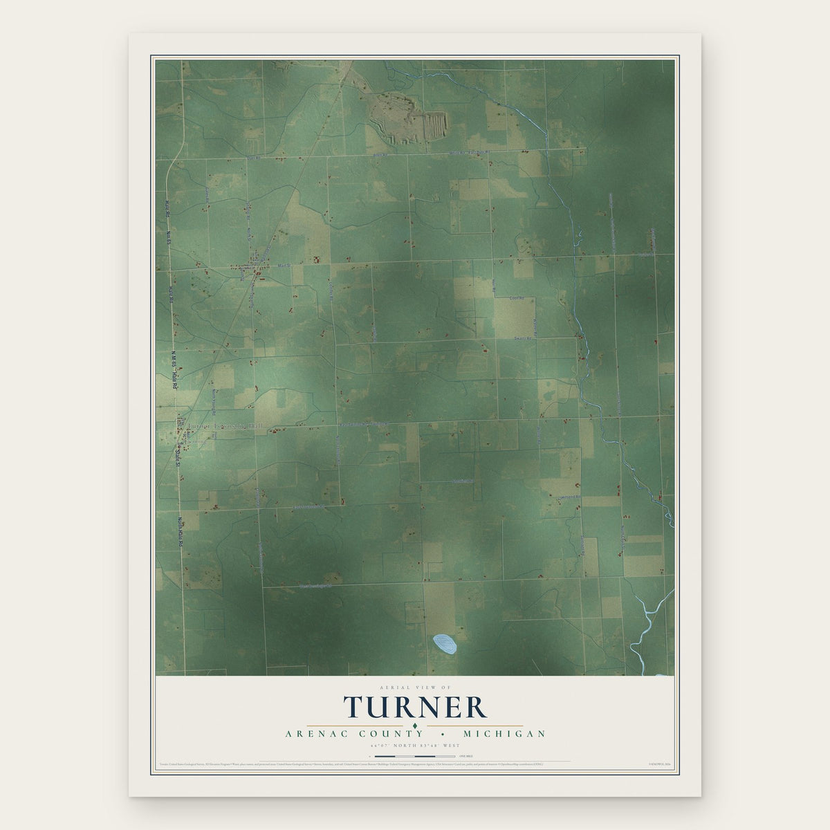 Turner, Arenac County, Michigan map print, the full design