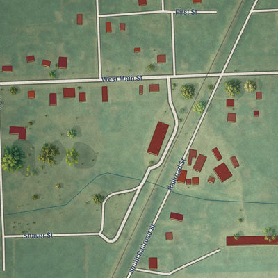 Close-up of the map of Turner, Michigan print showing street and building detail