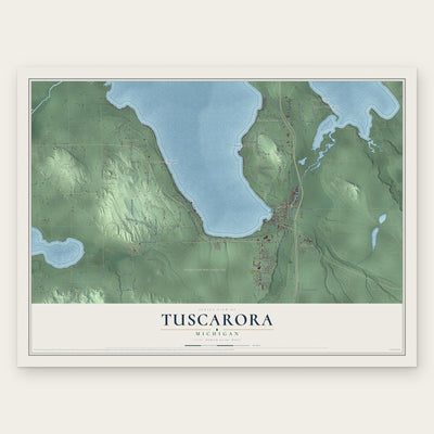 Tuscarora, Michigan map print, the full design