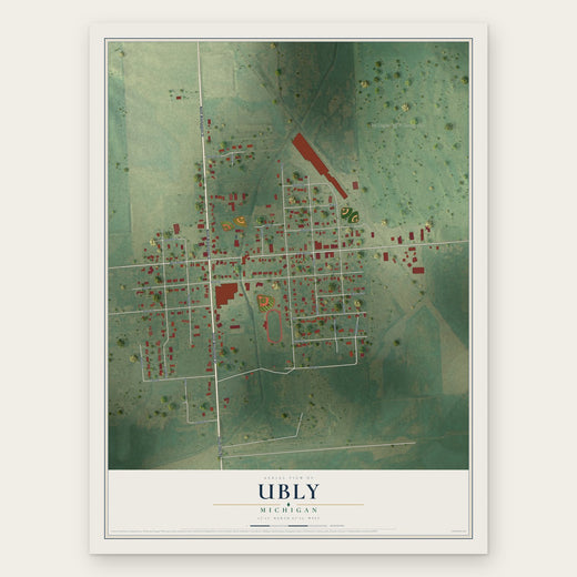Ubly, Michigan map print, the full design
