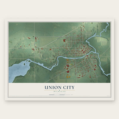 Union City, Michigan map print, the full design