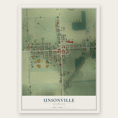Unionville, Michigan map print, the full design