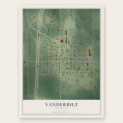 Vanderbilt, Michigan map print, the full design