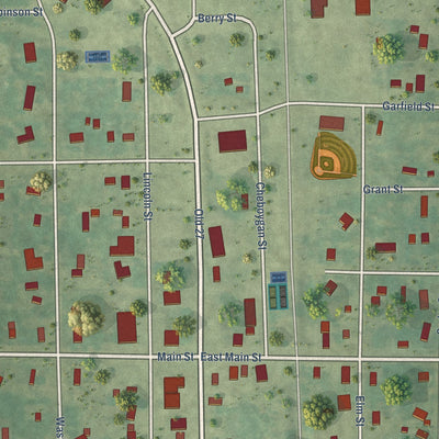 Close-up of the map of Vanderbilt, Michigan print showing street and building detail