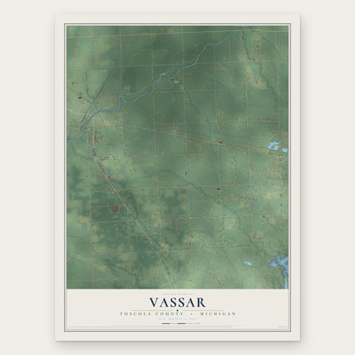 Vassar, Tuscola County, Michigan map print, the full design