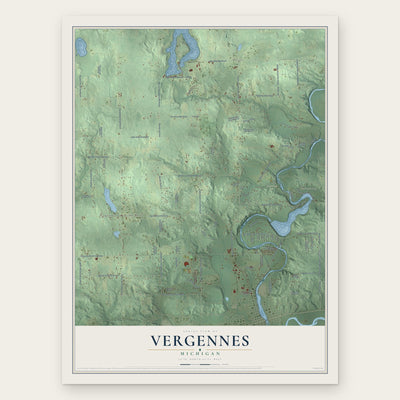 Vergennes, Michigan map print, the full design