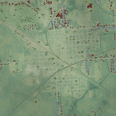 Close-up of the map of Vernon, Shiawassee County, Michigan print showing street and building detail