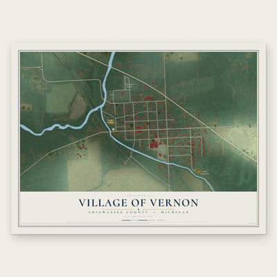 Vernon, Michigan map print, the full design