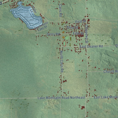 Close-up of the map of Vestaburg, Michigan print showing street and building detail