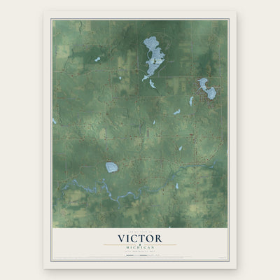 Victor, Michigan map print, the full design