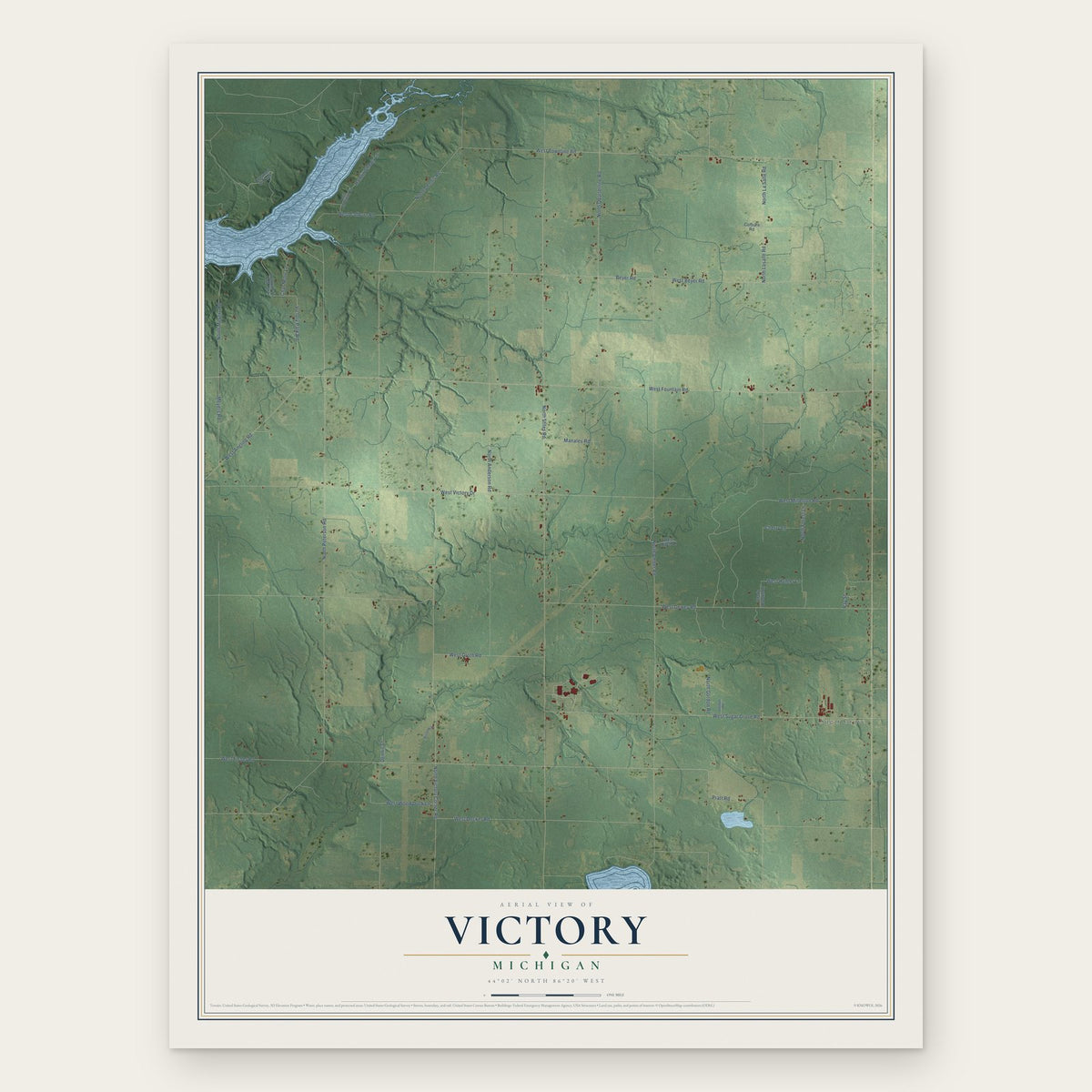 Victory, Michigan map print, the full design