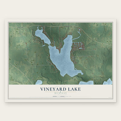 Vineyard Lake, Michigan map print, the full design