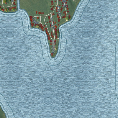 Close-up of the map of Vineyard Lake, Michigan print showing street and building detail