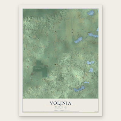 Volinia, Michigan map print, the full design