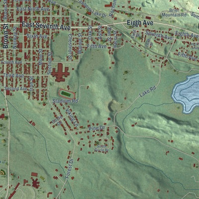Close-up of the map of Vulcan, Michigan print showing street and building detail