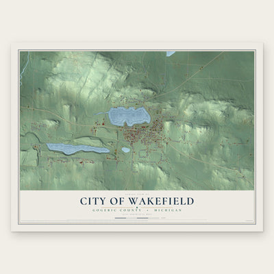 Wakefield, Michigan map print, the full design