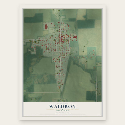 Waldron, Michigan map print, the full design