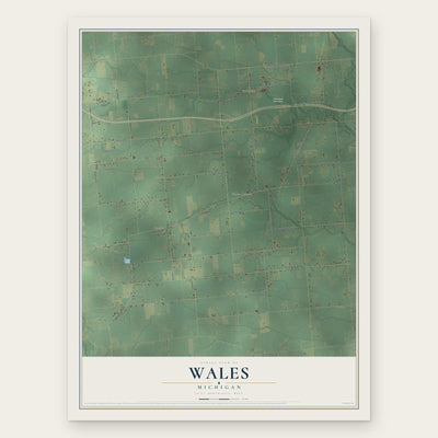 Wales, Michigan map print, the full design