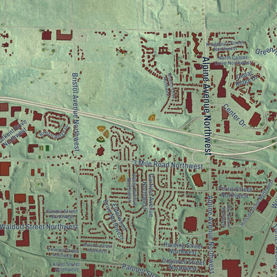 Close-up of the map of Walker, Kent County, Michigan print showing street and building detail