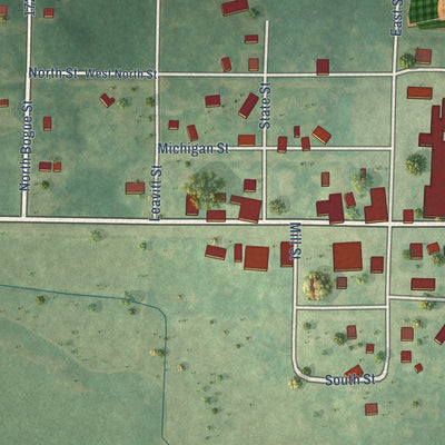 Close-up of the map of Walkerville, Michigan print showing street and building detail