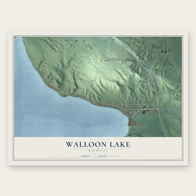 Walloon Lake, Michigan map print, the full design