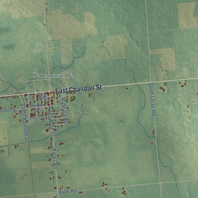 Close-up of the map of Washington, Sanilac County, Michigan print showing street and building detail