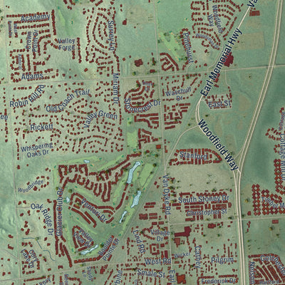 Close-up of the map of Washington, Macomb County, Michigan print showing street and building detail
