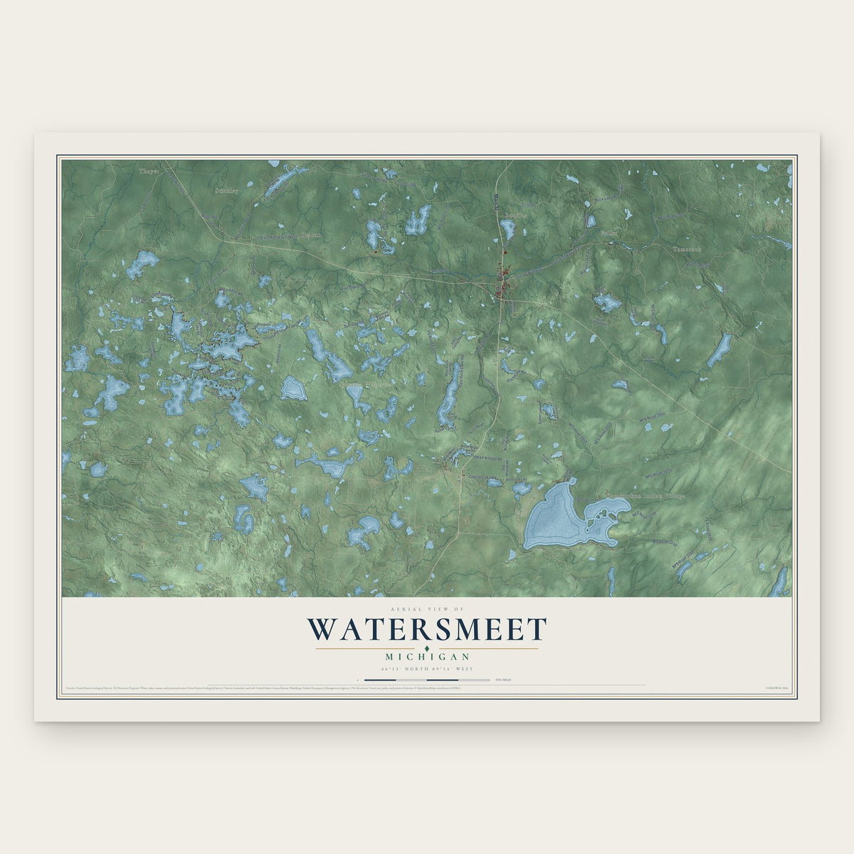 Watersmeet, Michigan map print, the full design