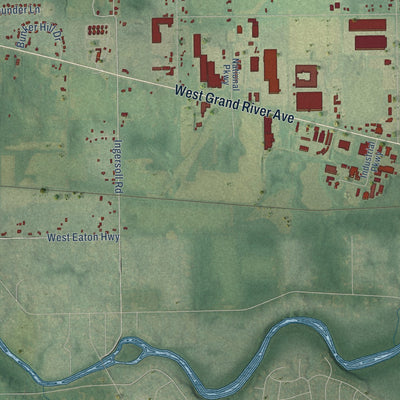 Close-up of the map of Watertown, Clinton County, Michigan print showing street and building detail