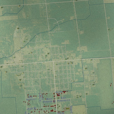 Close-up of the map of Watertown, Sanilac County, Michigan print showing street and building detail