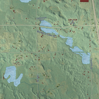 Close-up of the map of Watson, Michigan print showing street and building detail