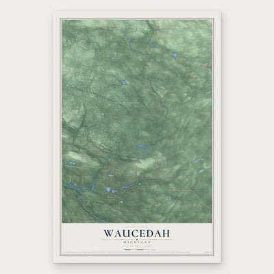 Waucedah, Michigan map print, the full design