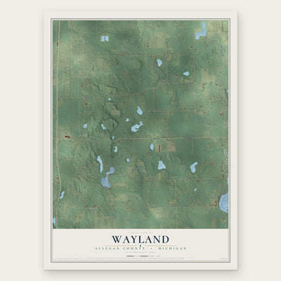 Wayland, Allegan County, Michigan map print, the full design