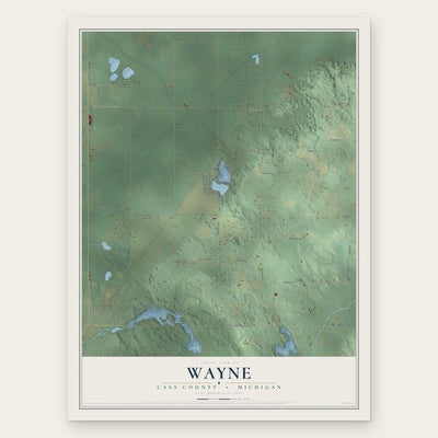 Wayne, Cass County, Michigan map print, the full design