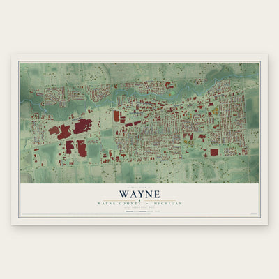 Wayne, Wayne County, Michigan map print, the full design