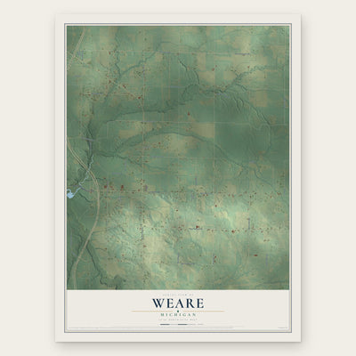 Weare, Michigan map print, the full design